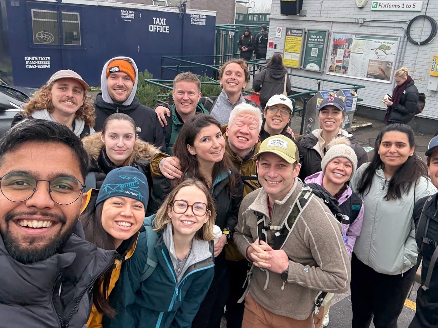 Members of The Mood Booster community on a group hike together